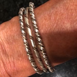 Set of 3 Vintage Zuni Sterling Silver Bracelets